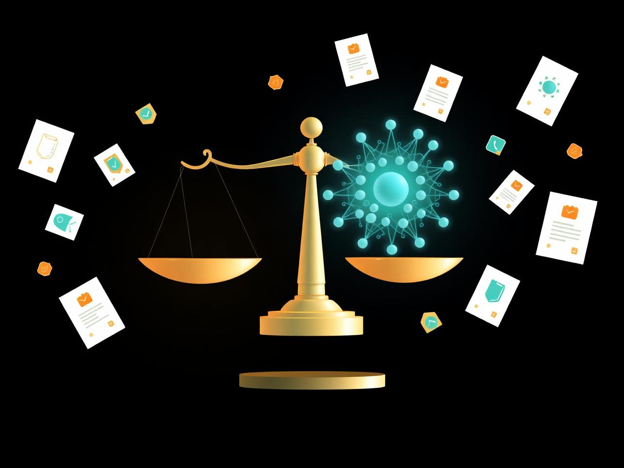 Weegschaal met AI-netwerk als symbool voor de EU AI-verordening
